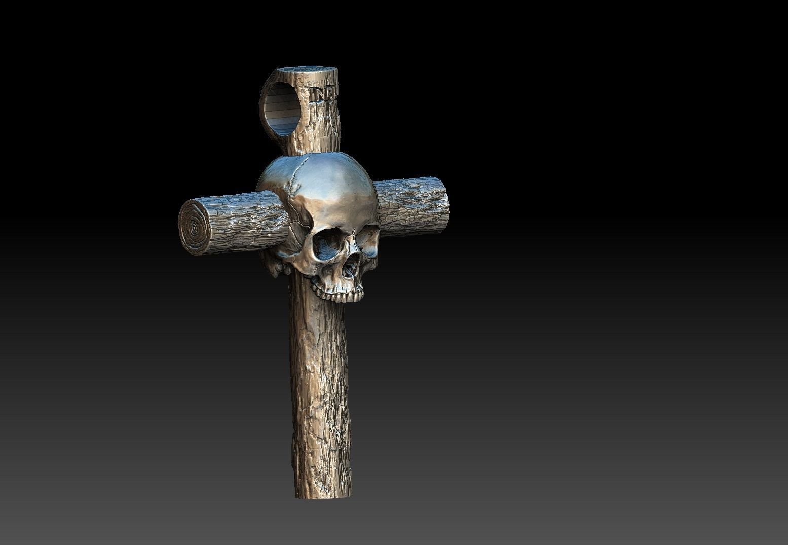 Cross skull pendant 3D print model_5