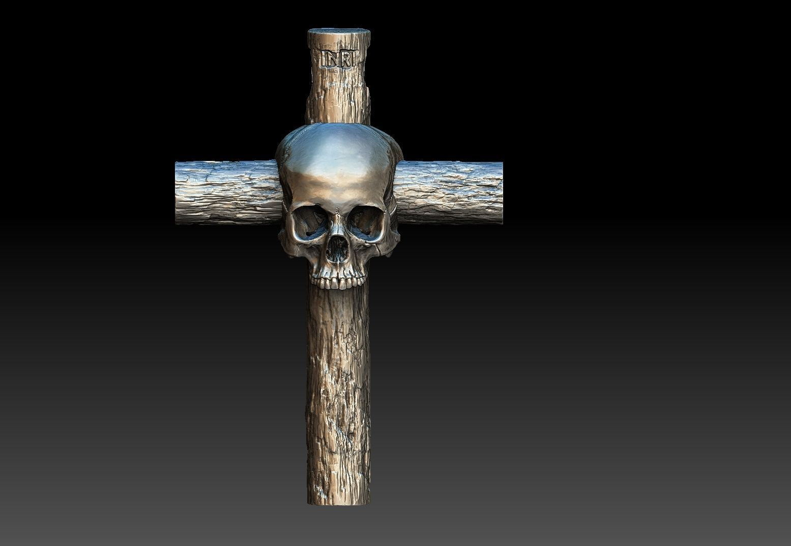 Cross skull pendant 3D print model_2