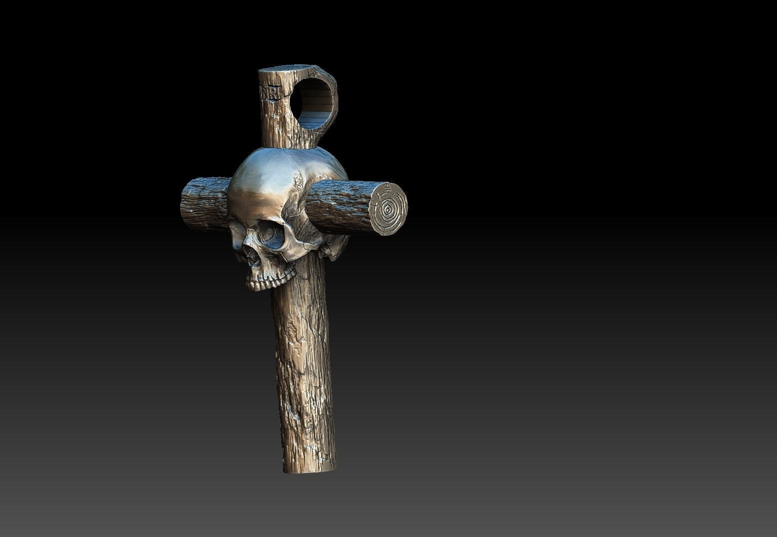 Cross skull pendant 3D print model_3