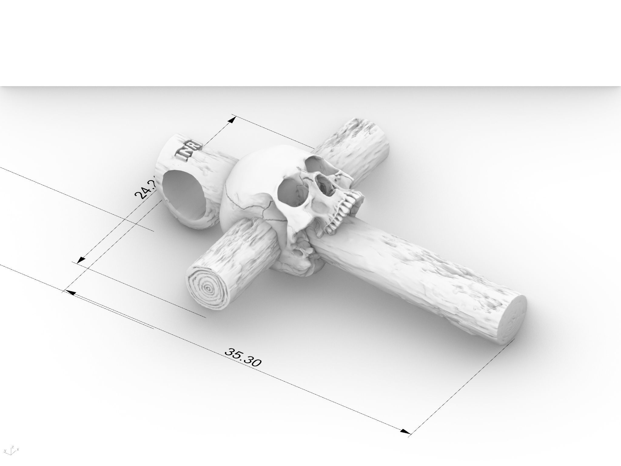 Cross skull pendant 3D print model_7