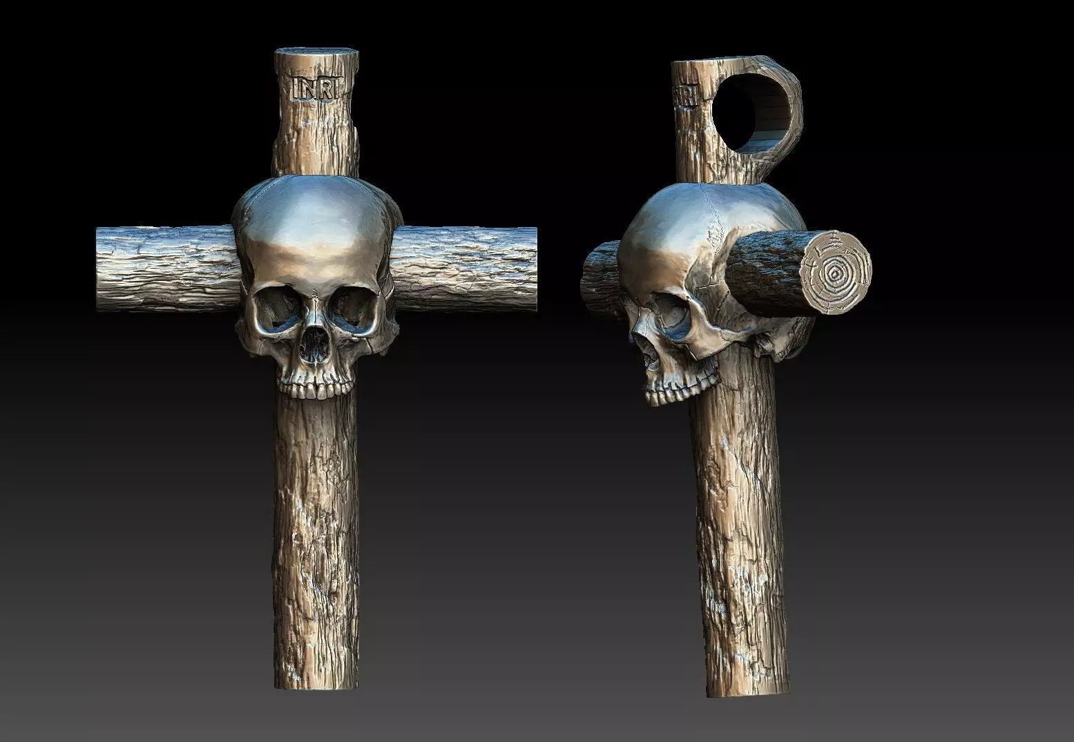 Cross skull pendant 3D print model_0