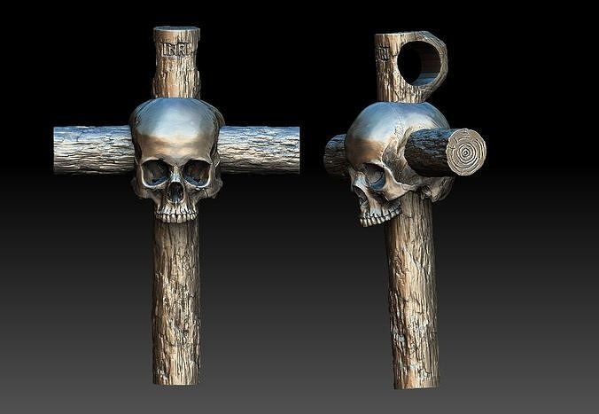 Cross skull pendant 3D print model