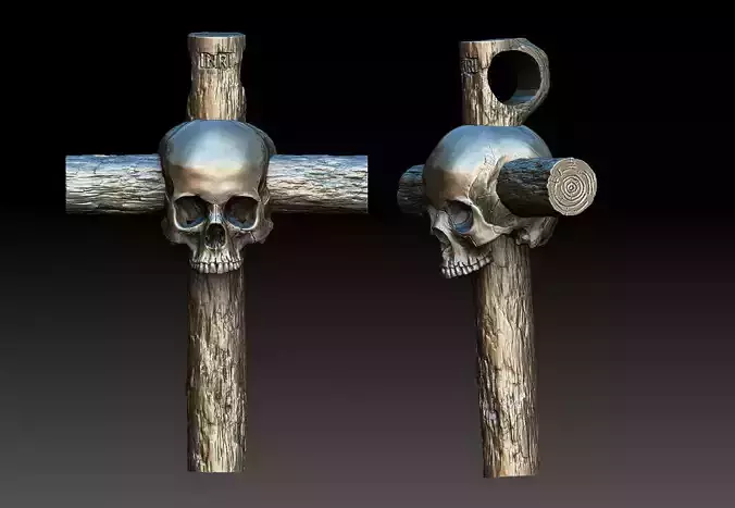 Cross skull pendant