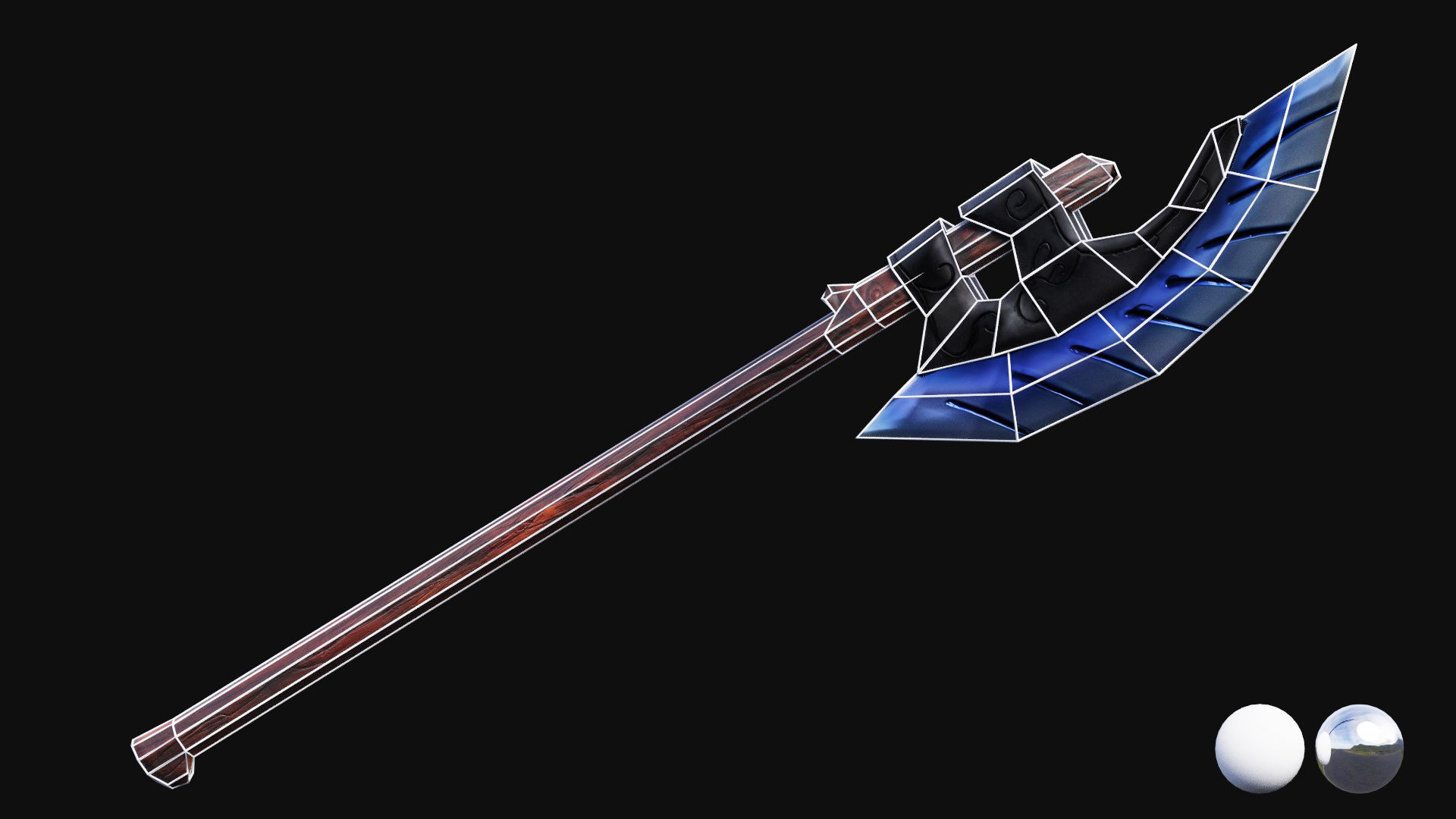 Elven Wing Axe Low-poly 3D model_1