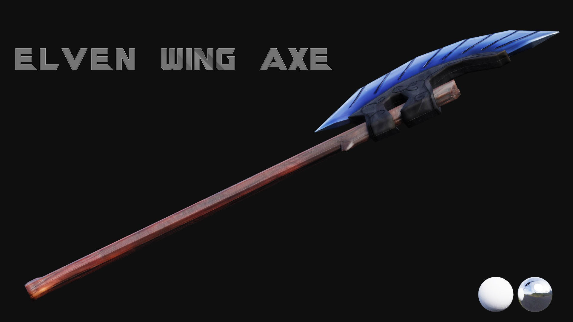 Elven Wing Axe Low-poly 3D model_8