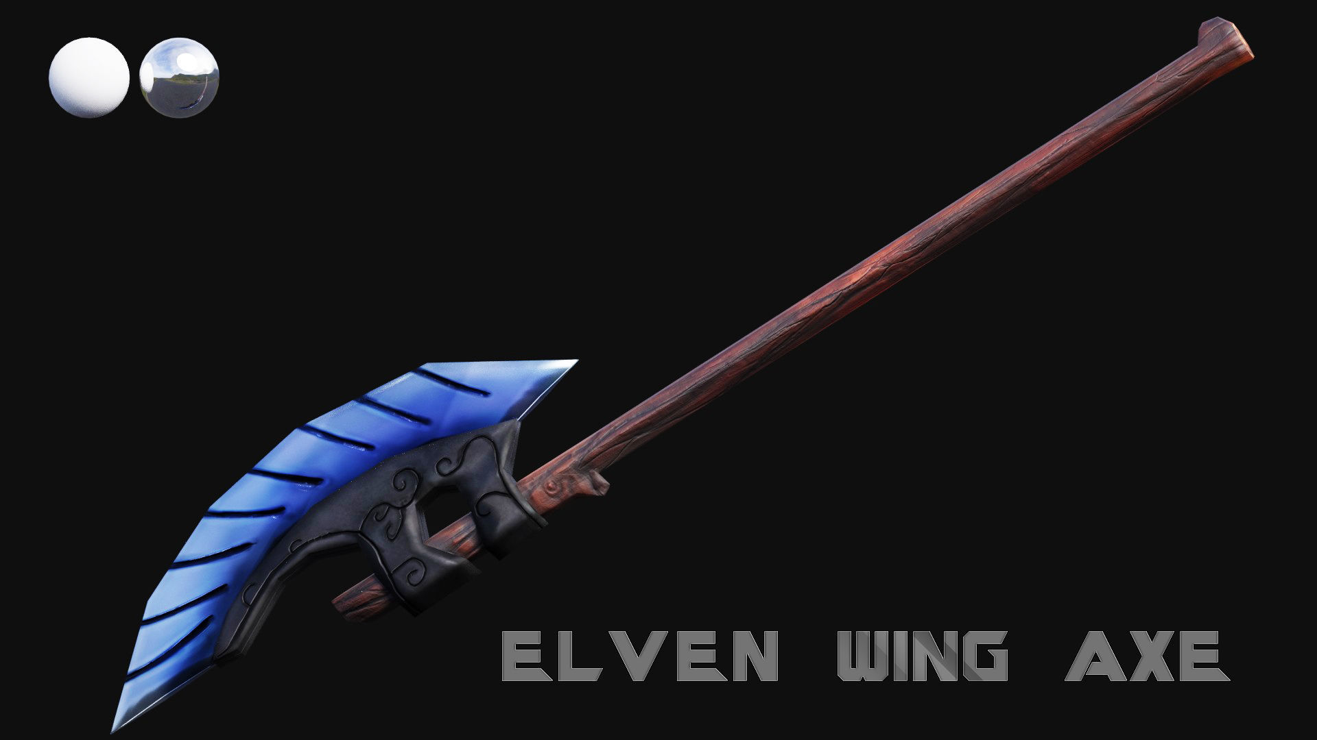 Elven Wing Axe Low-poly 3D model_4