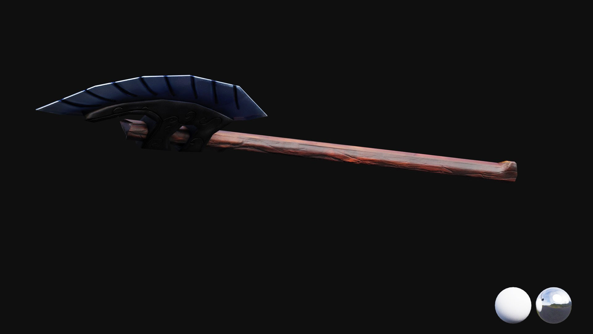 Elven Wing Axe Low-poly 3D model_9