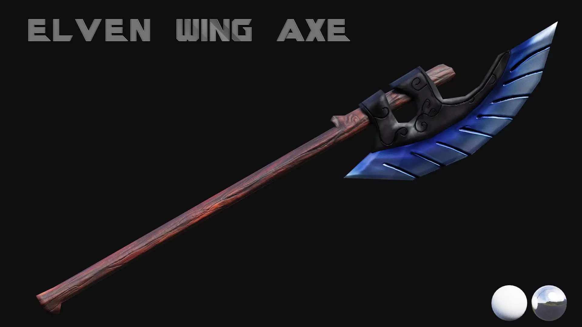 Elven Wing Axe Low-poly 3D model_0