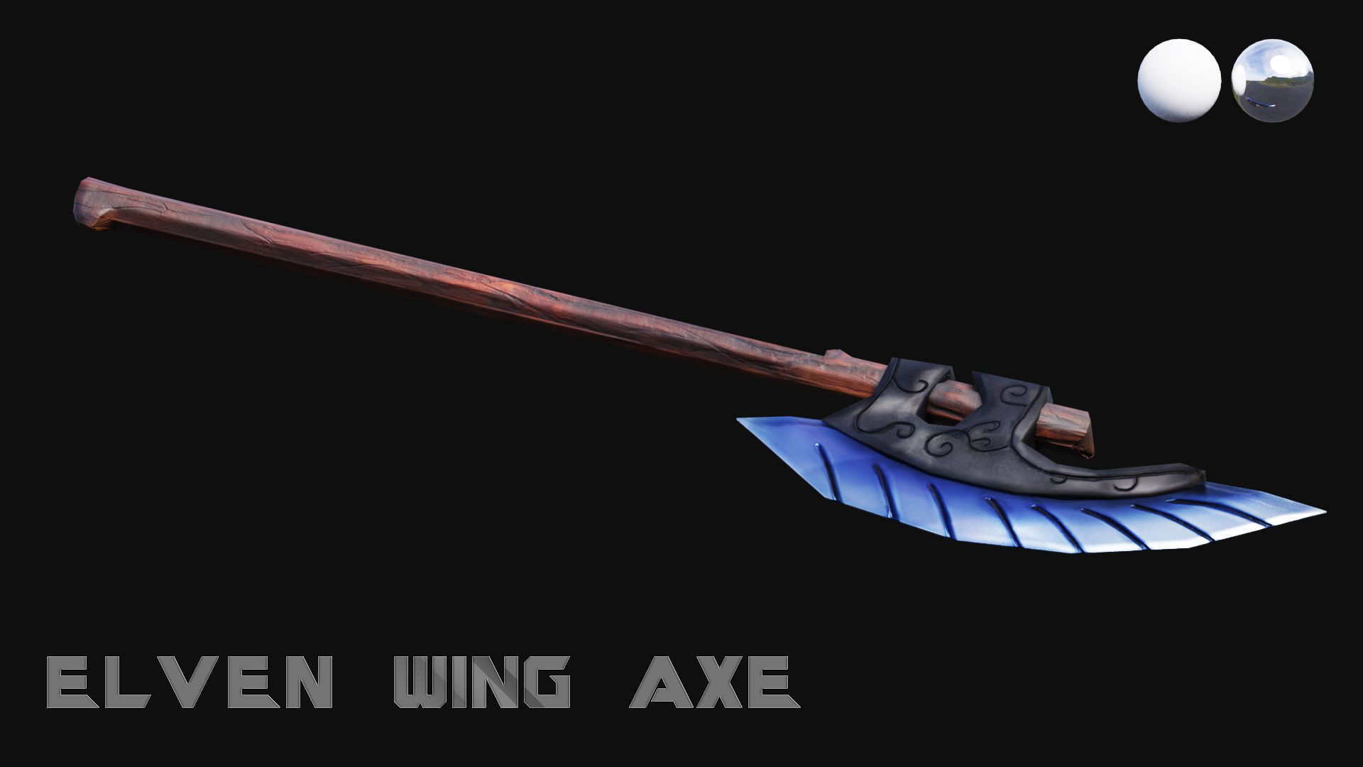 Elven Wing Axe Low-poly 3D model_5