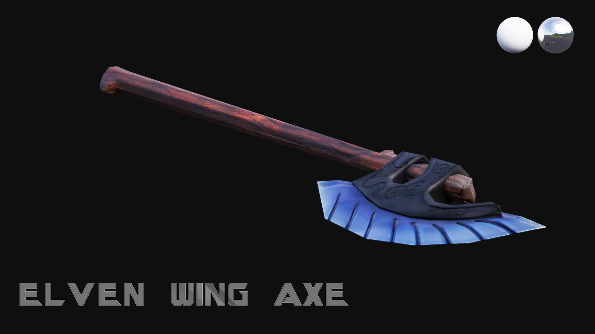 Elven Wing Axe Low-poly 3D model_6