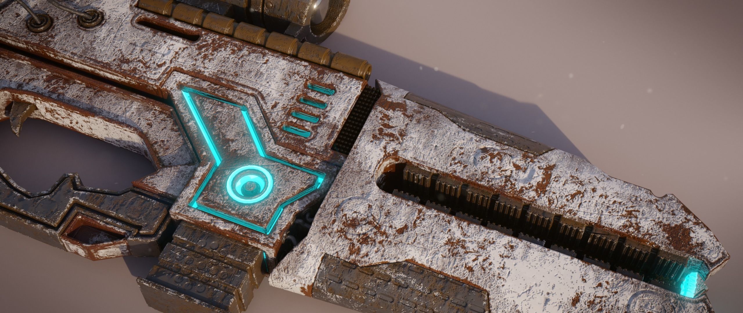 Railgun futuristic weapon Low-poly 3D model_31