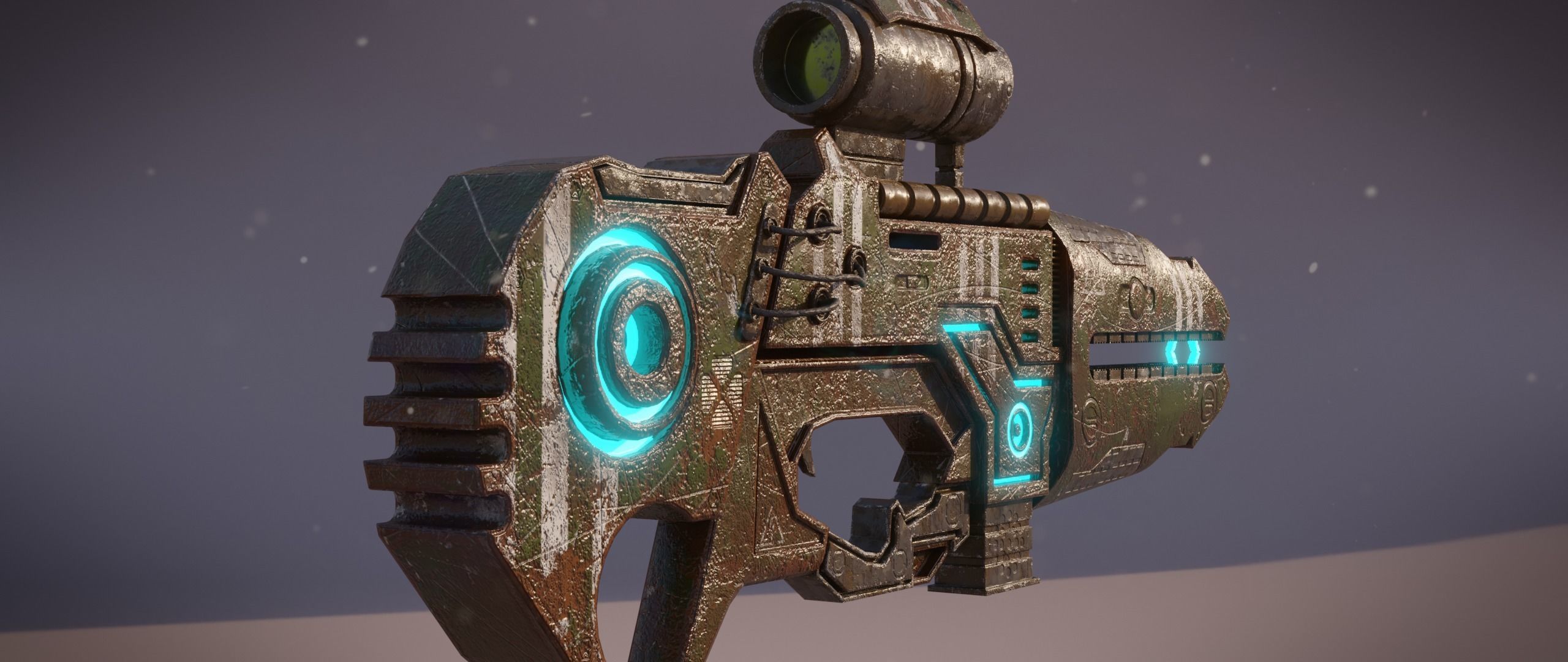 Railgun futuristic weapon Low-poly 3D model_9