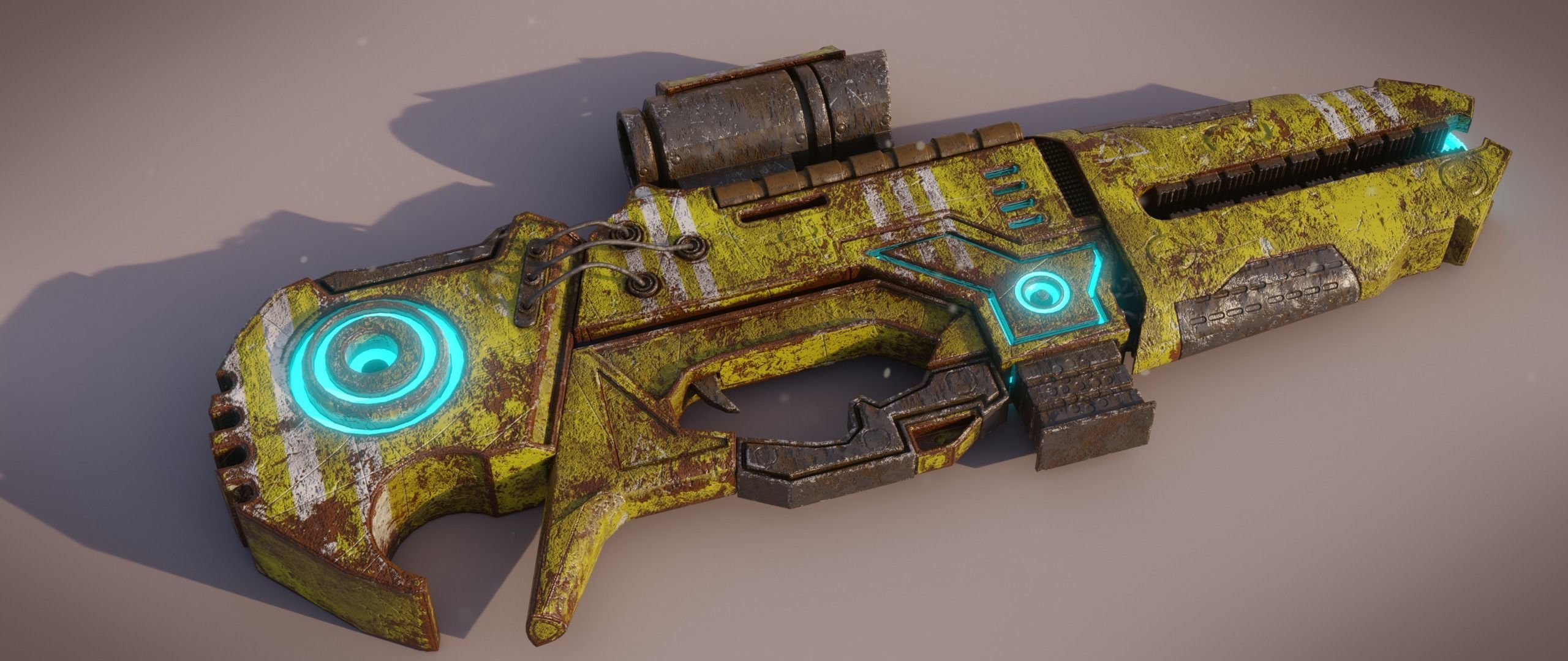 Railgun futuristic weapon Low-poly 3D model_28