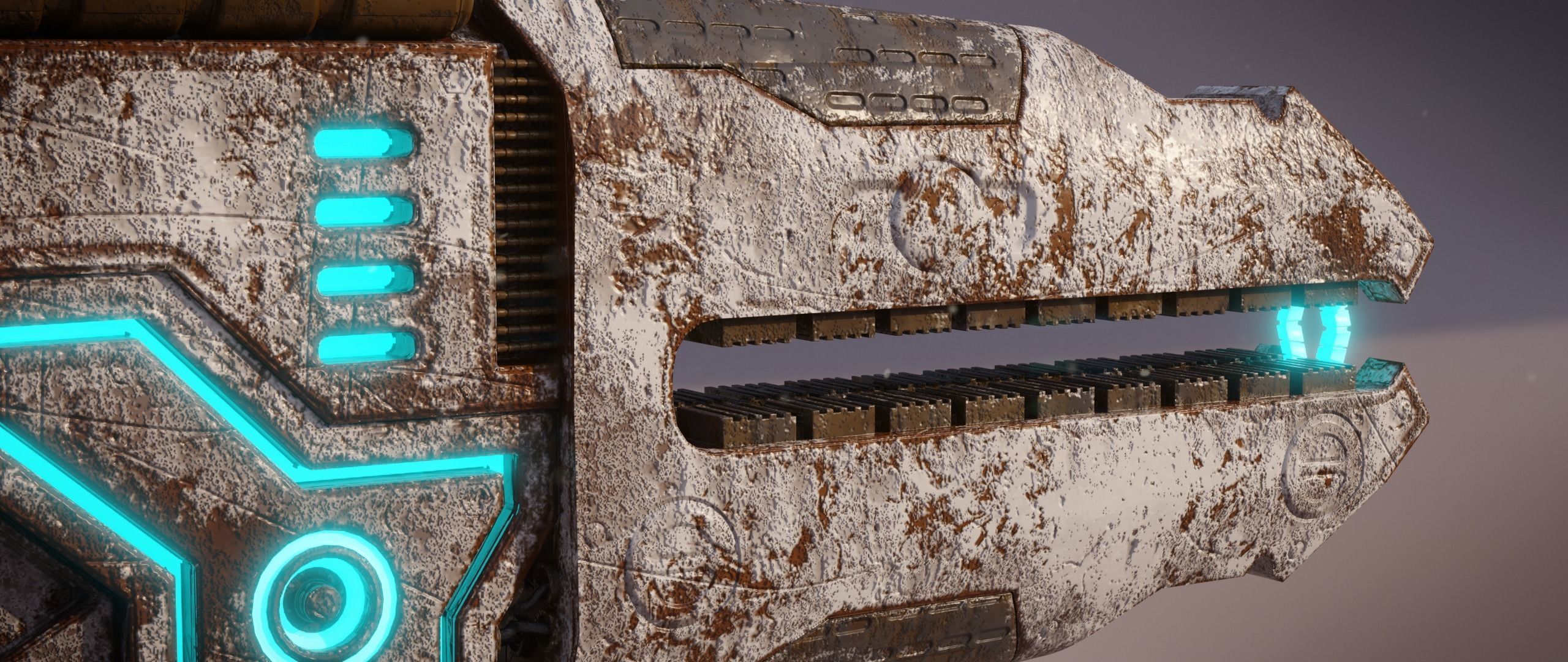 Railgun futuristic weapon Low-poly 3D model_19