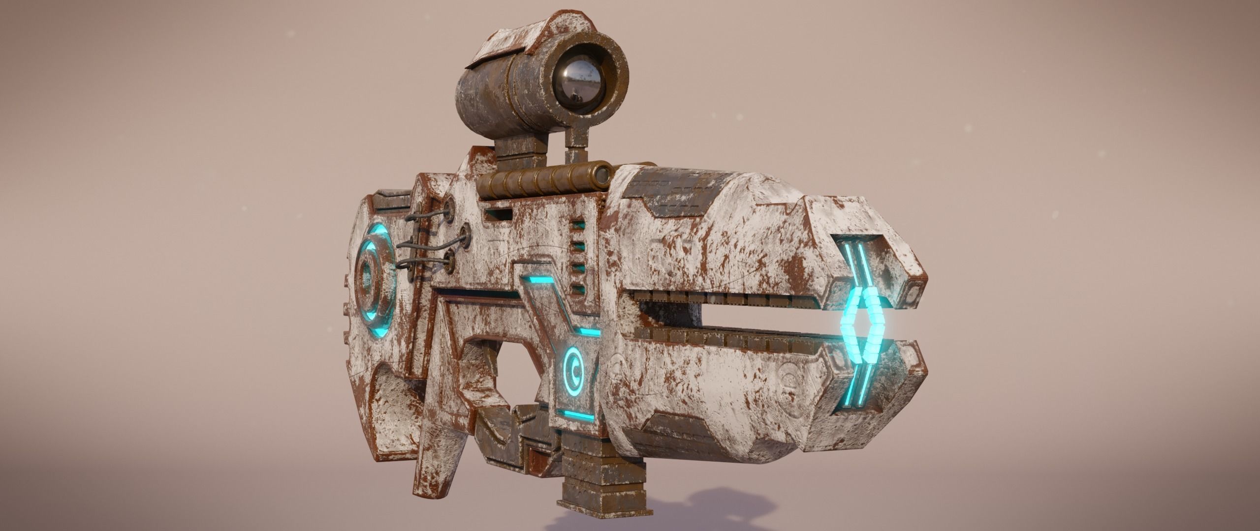 Railgun futuristic weapon Low-poly 3D model_7