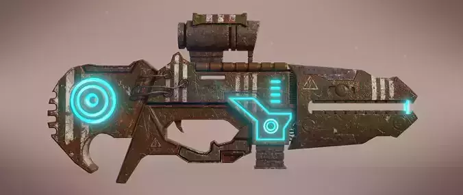 Railgun futuristic weapon Low-poly 3D model