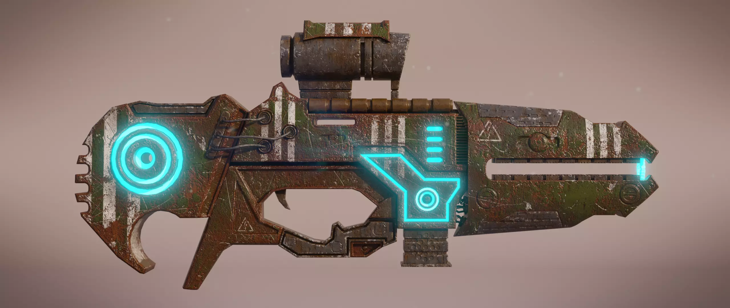 Railgun futuristic weapon Low-poly 3D model_0