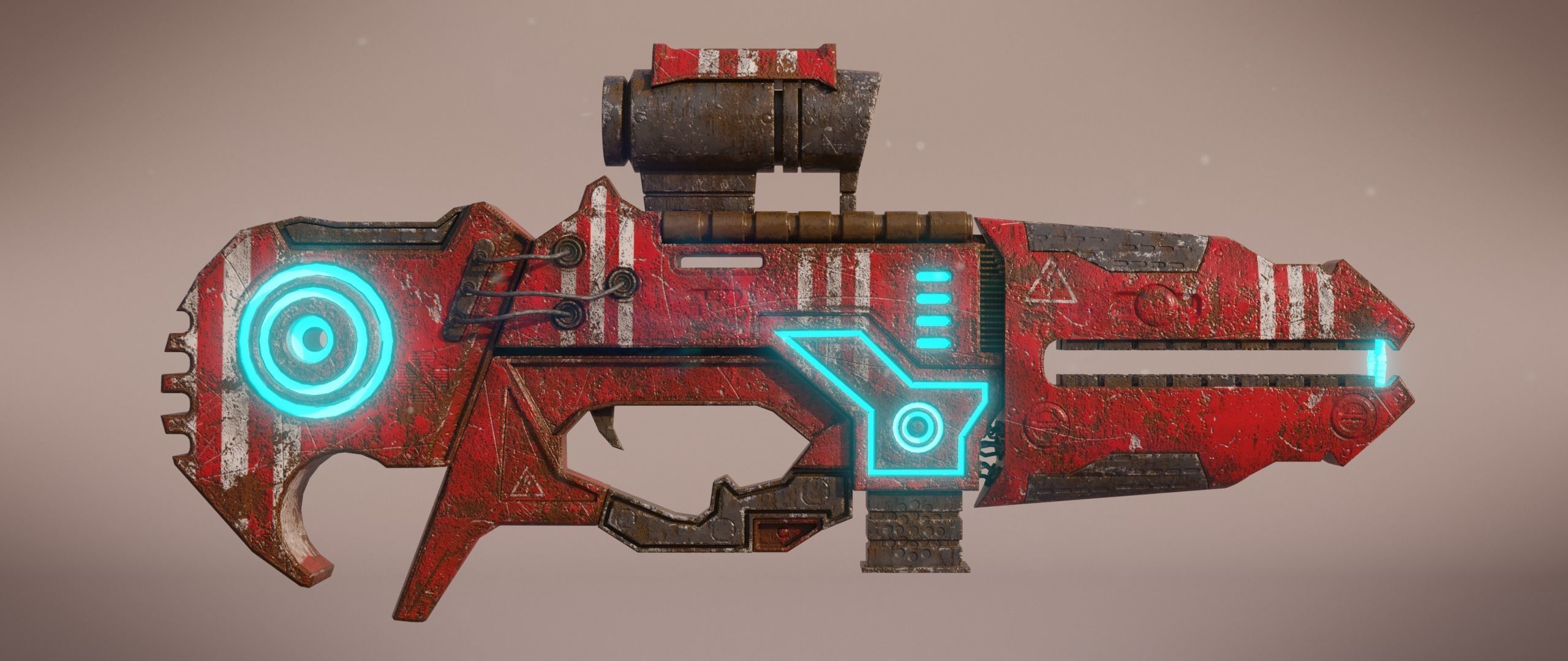 Railgun futuristic weapon Low-poly 3D model_2