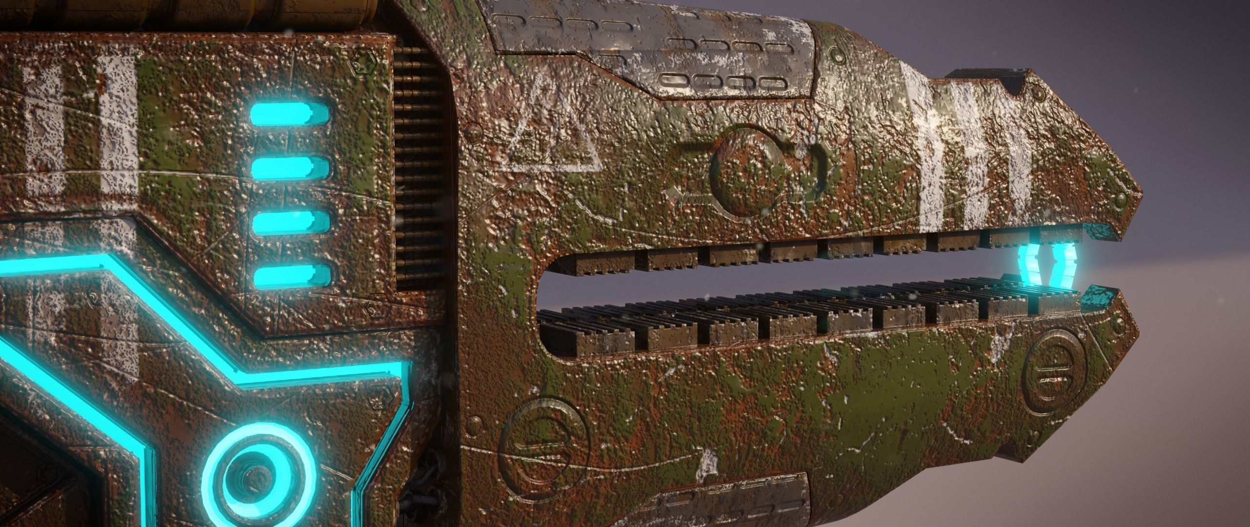 Railgun futuristic weapon Low-poly 3D model_17