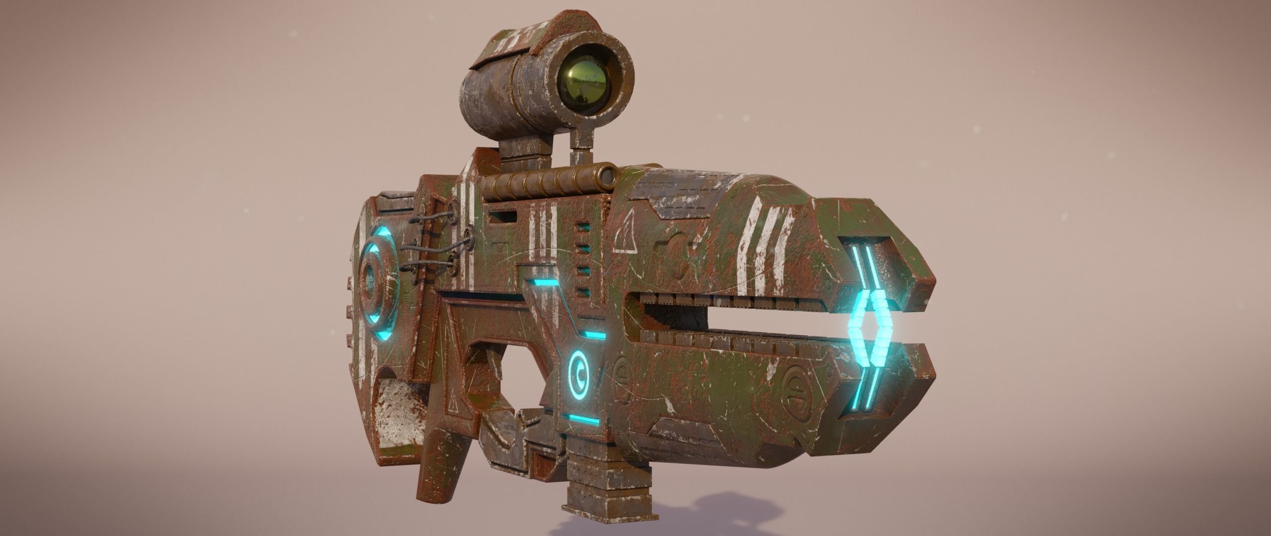 Railgun futuristic weapon Low-poly 3D model_5