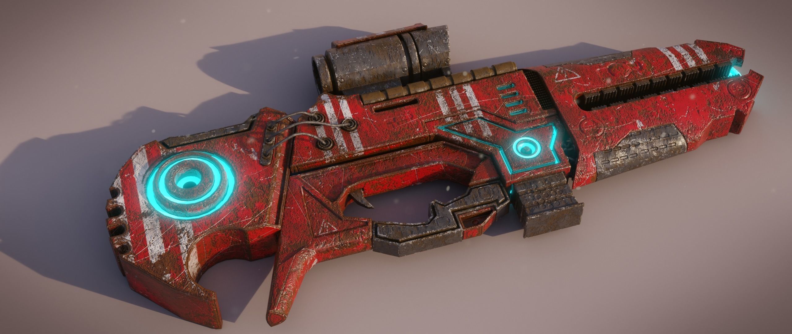 Railgun futuristic weapon Low-poly 3D model_26