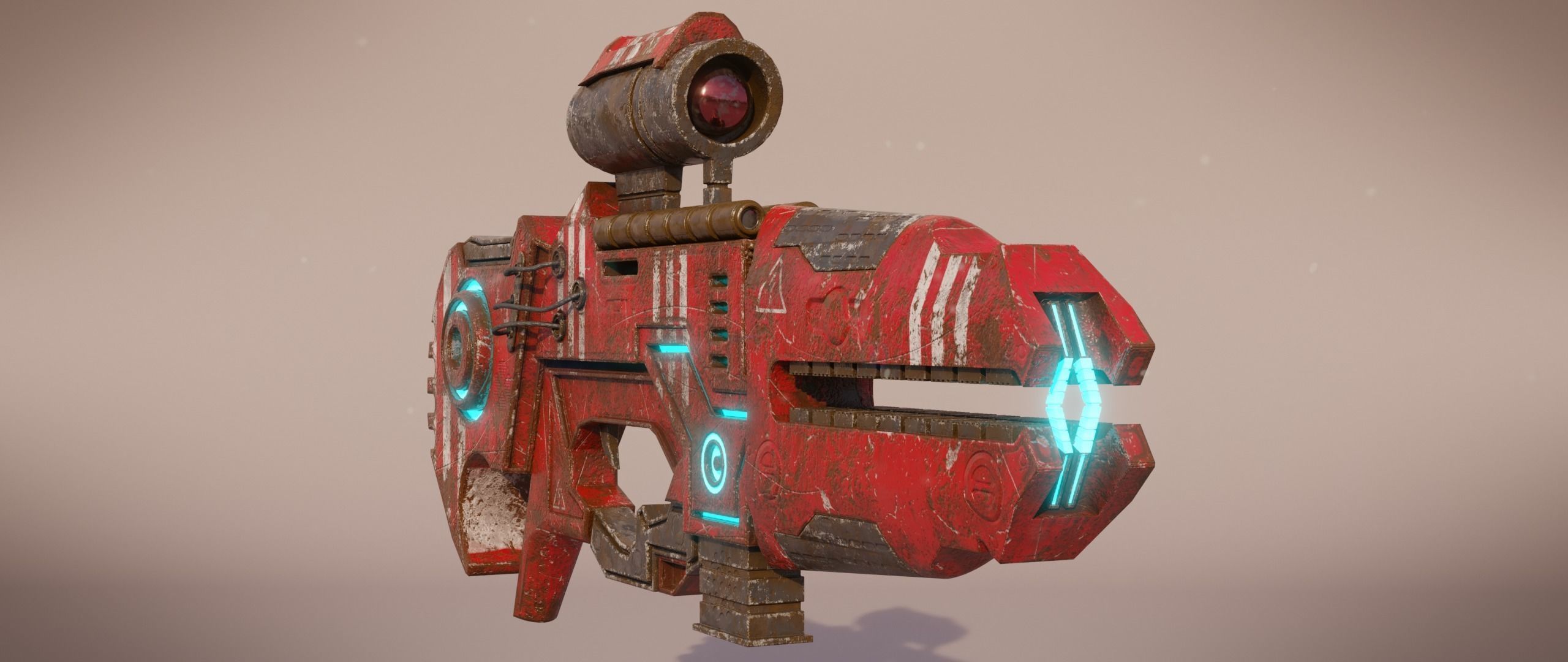 Railgun futuristic weapon Low-poly 3D model_6