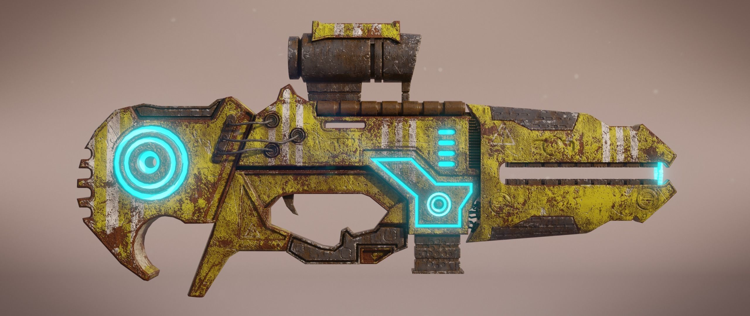 Railgun futuristic weapon Low-poly 3D model_4