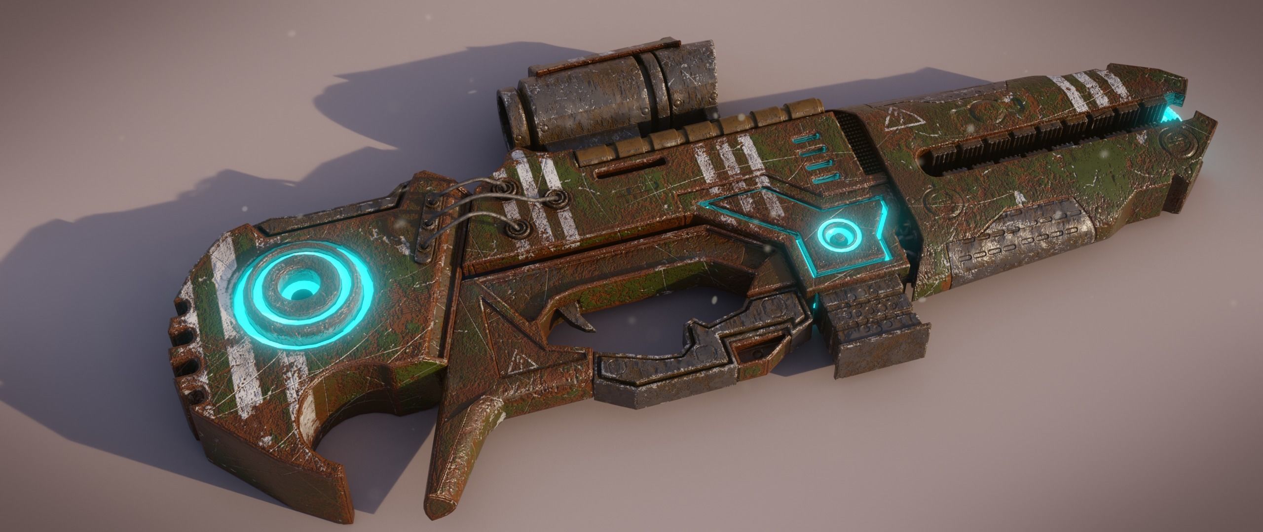 Railgun futuristic weapon Low-poly 3D model_25