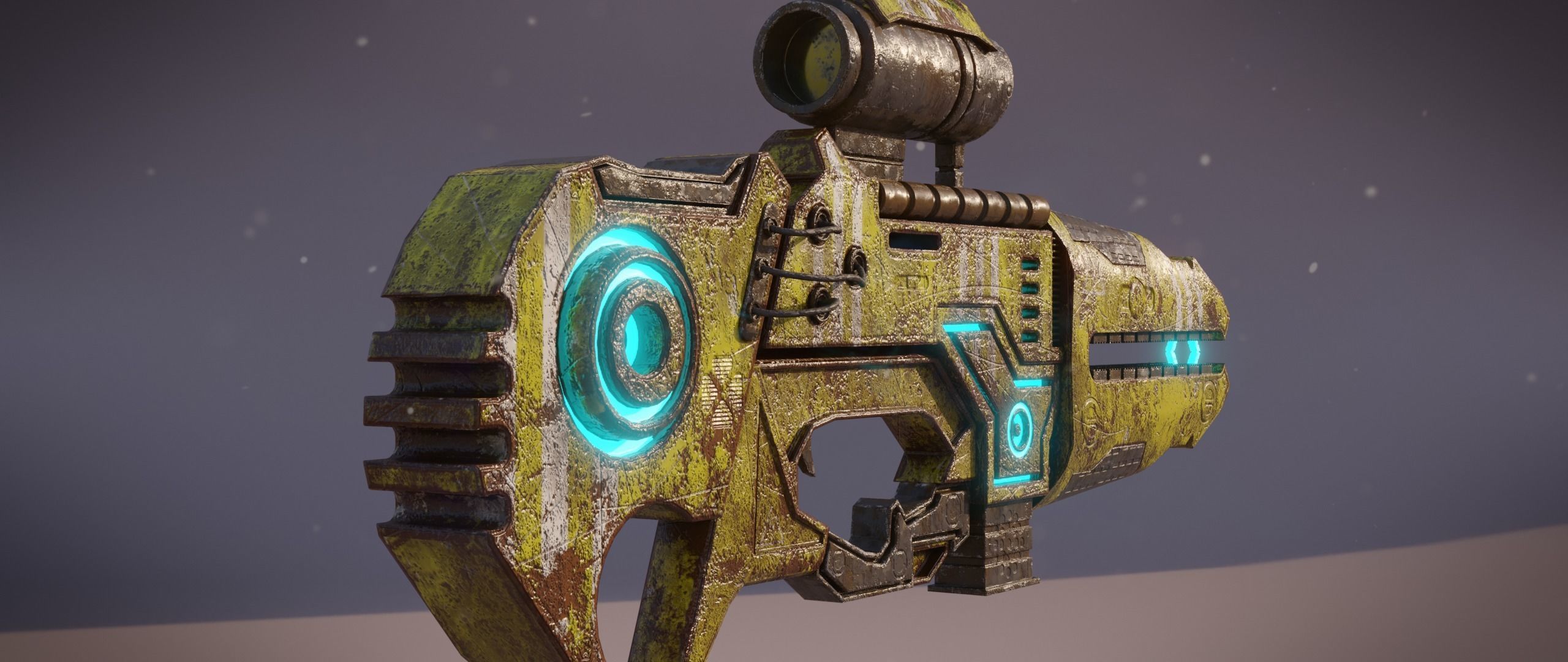 Railgun futuristic weapon Low-poly 3D model_12