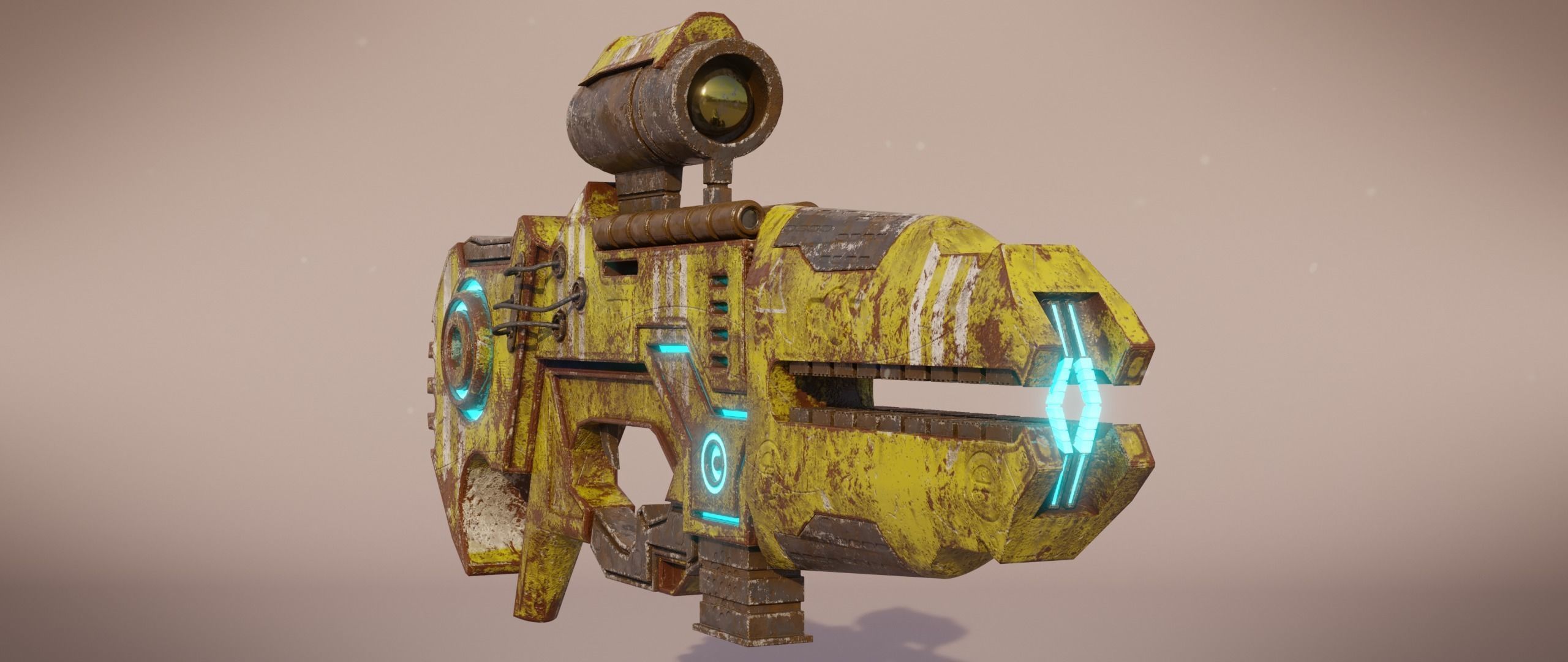 Railgun futuristic weapon Low-poly 3D model_8