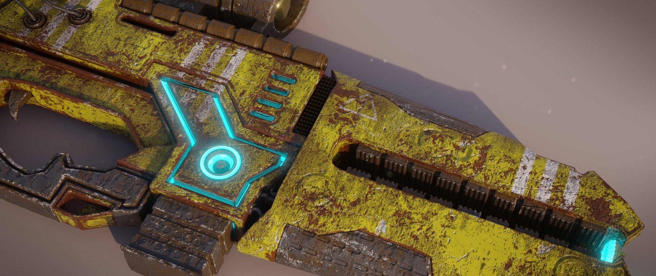 Railgun futuristic weapon Low-poly 3D model_32