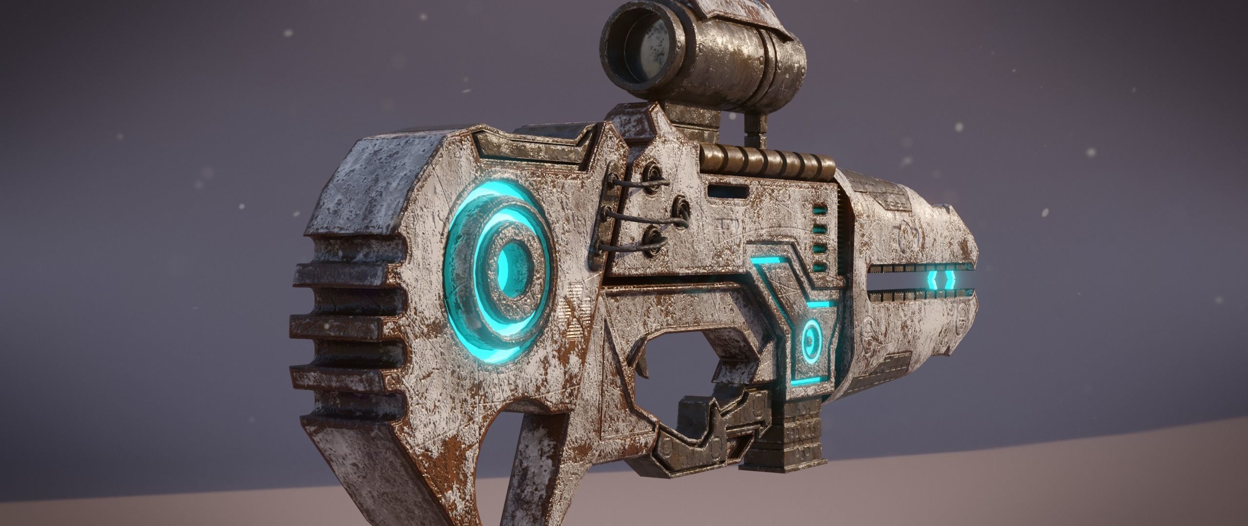 Railgun futuristic weapon Low-poly 3D model_11