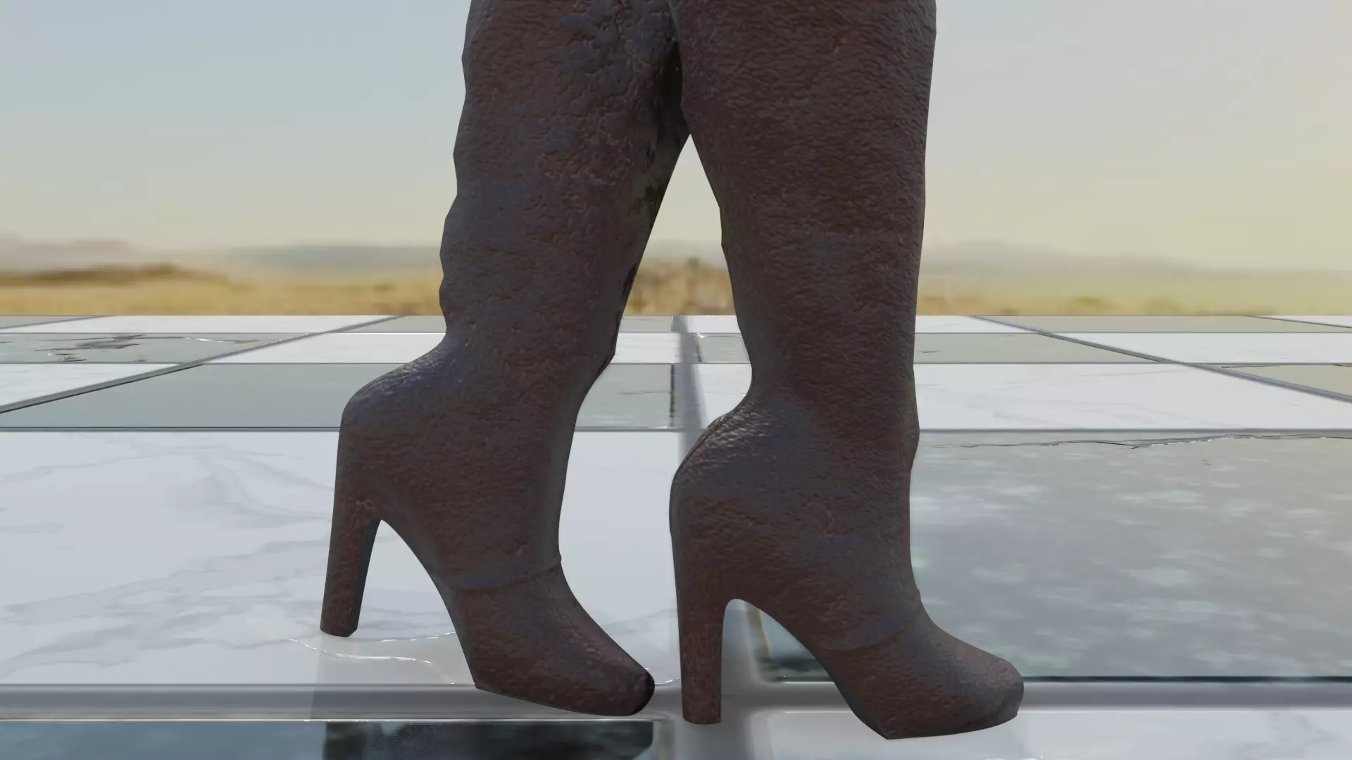 Ania Leather Boots Free 3D model
