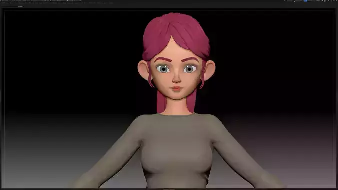 ZBrush Stylized Character Girl Base Mesh - Amy Girl Style 6