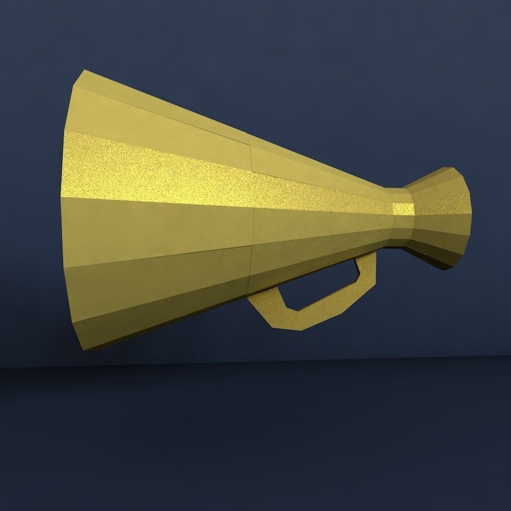 lowpoly megaphone golden Low-poly 3D model_7