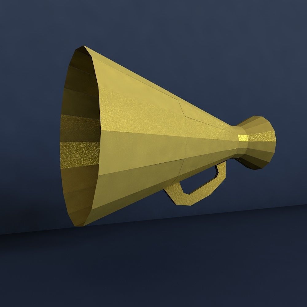 lowpoly megaphone golden Low-poly 3D model_5