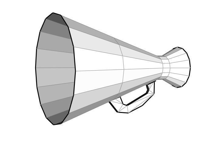 lowpoly megaphone golden Low-poly 3D model_1