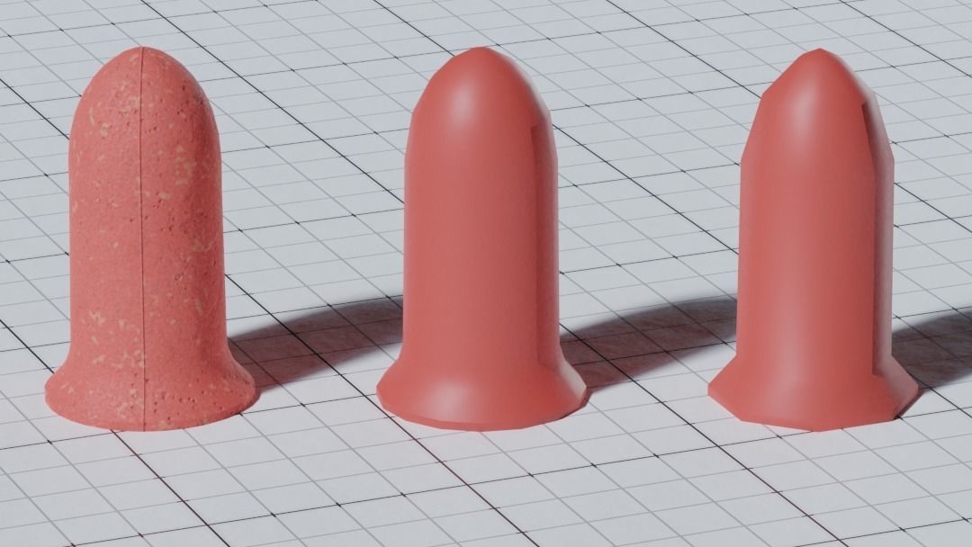 Various Earplugs Low-poly 3D model_2