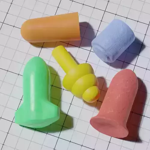Various Earplugs Low-poly 3D model