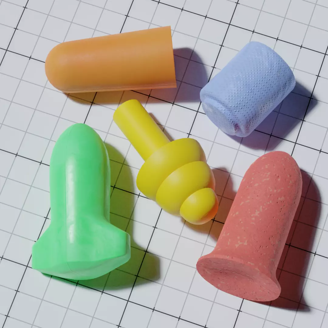 Various Earplugs Low-poly 3D model_0