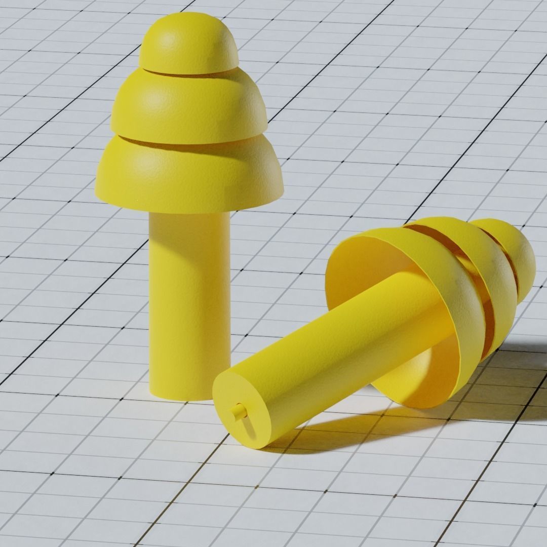 Various Earplugs Low-poly 3D model_7