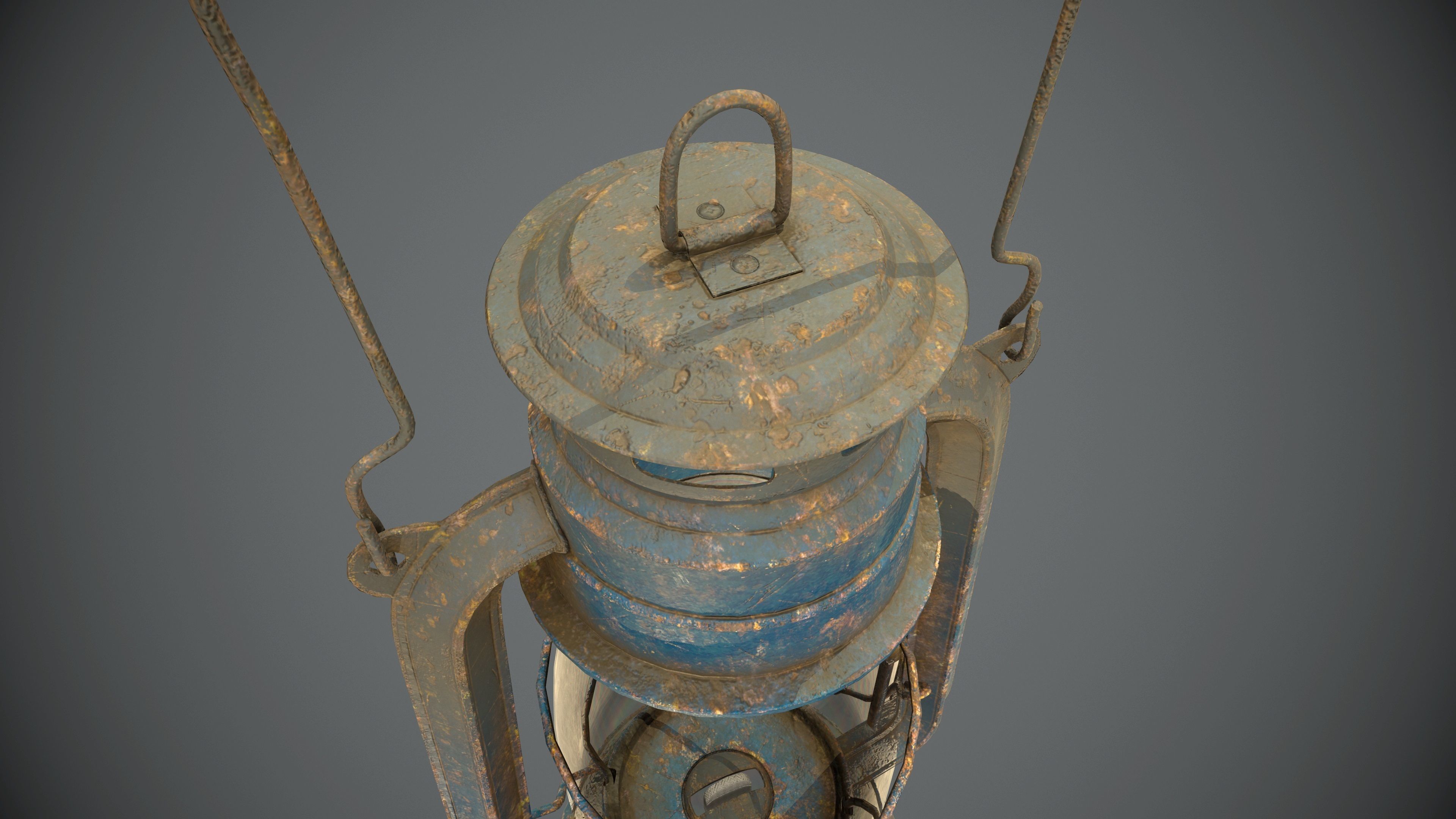 Old Rusty Oil Lantern Low-poly 3D model_3