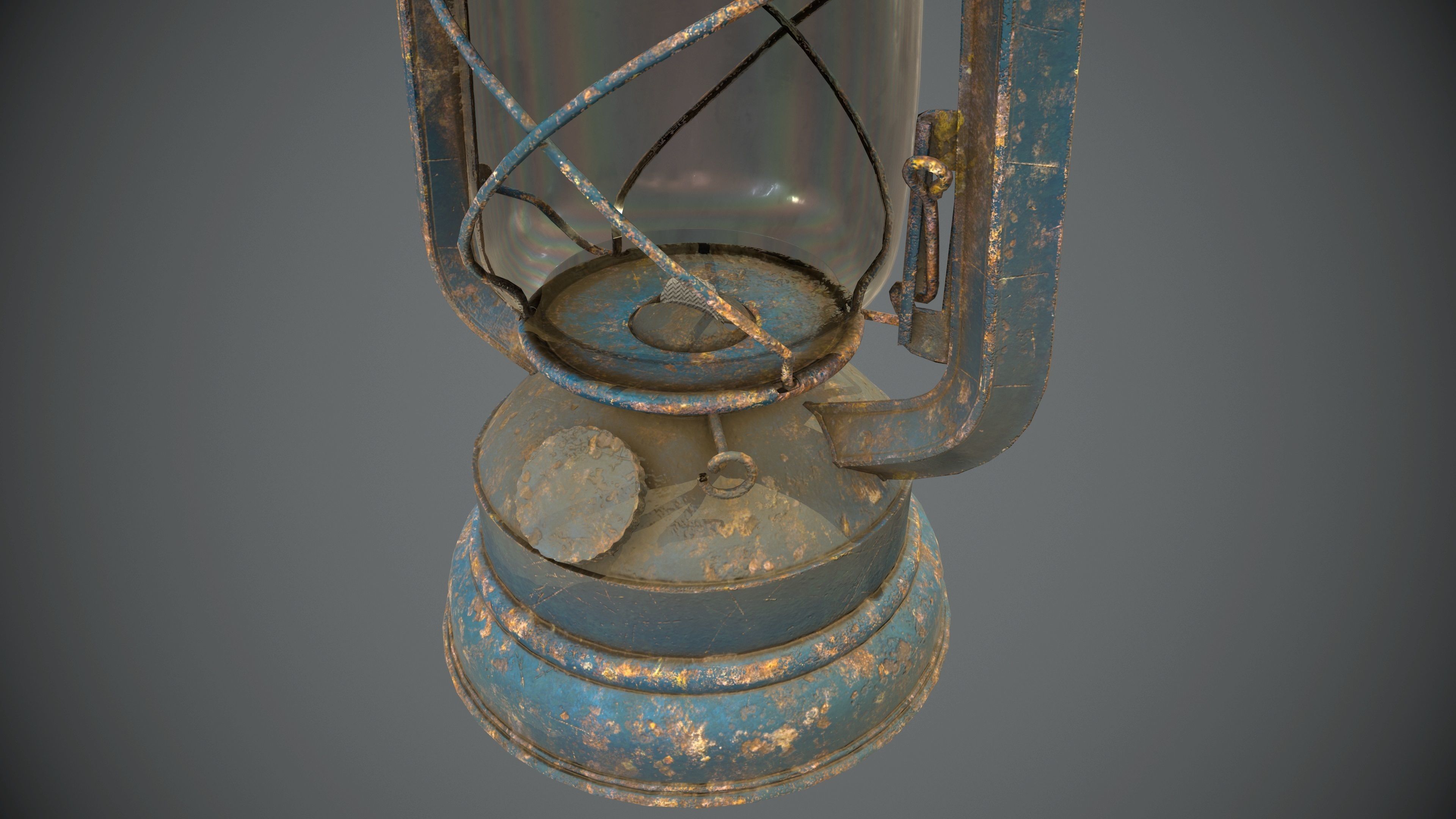 Old Rusty Oil Lantern Low-poly 3D model_6