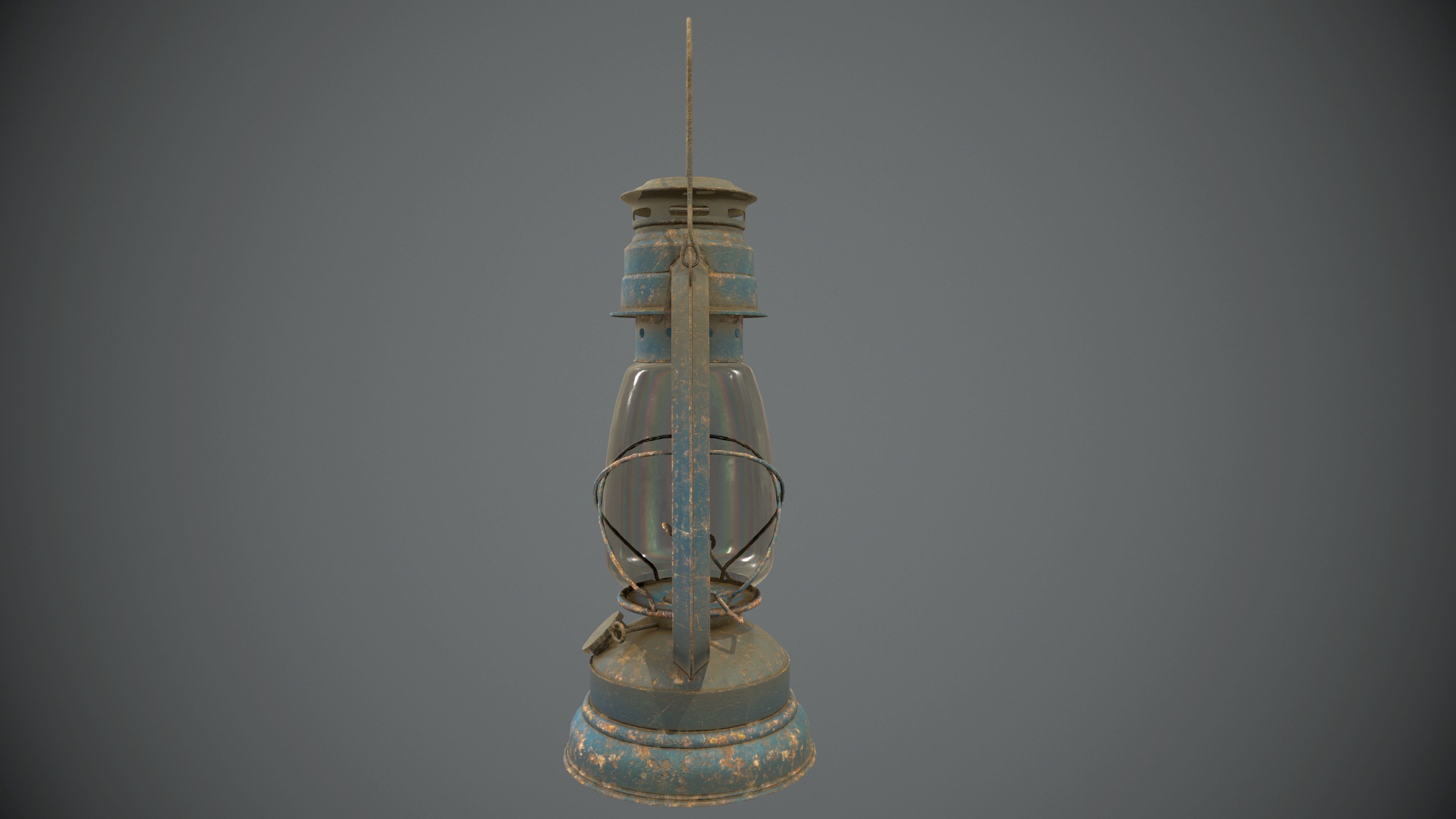 Old Rusty Oil Lantern Low-poly 3D model_2
