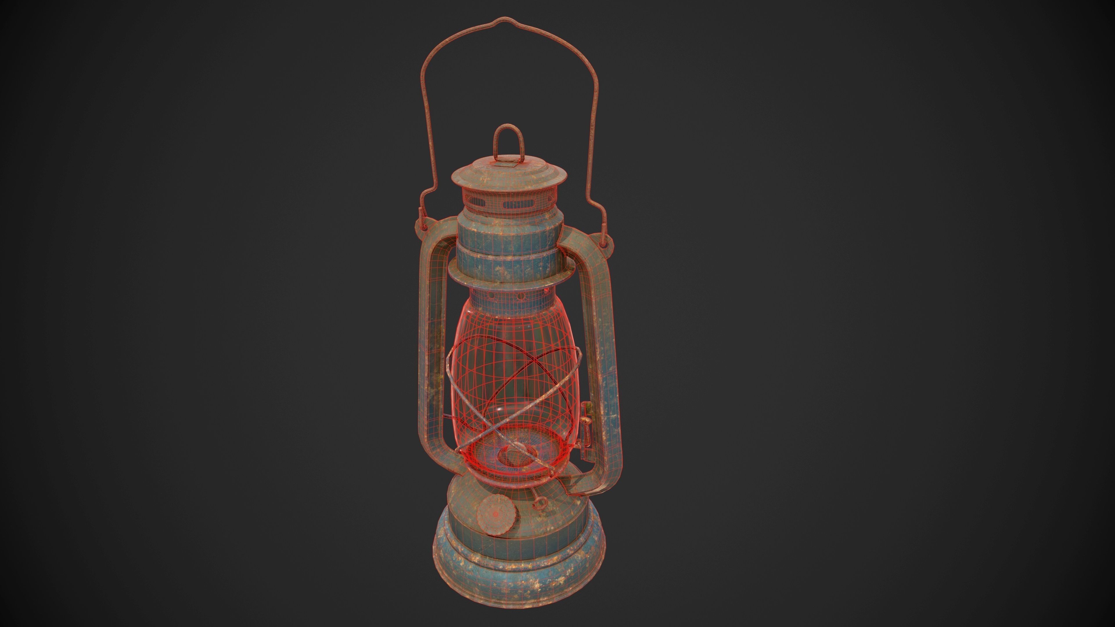 Old Rusty Oil Lantern Low-poly 3D model_13