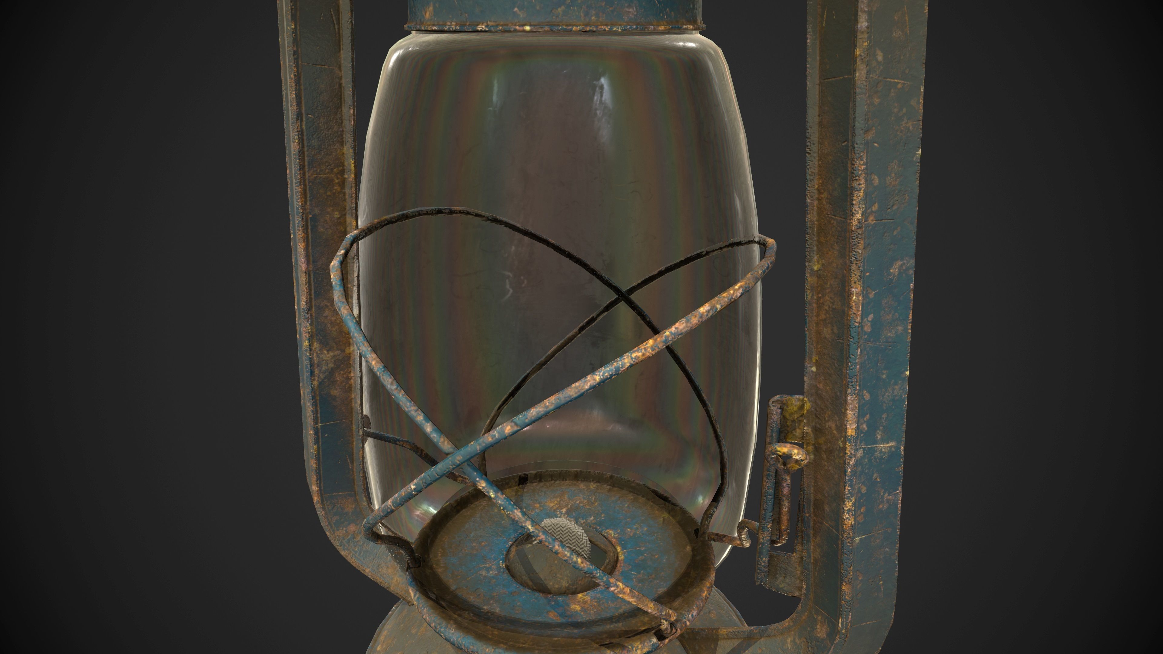 Old Rusty Oil Lantern Low-poly 3D model_9