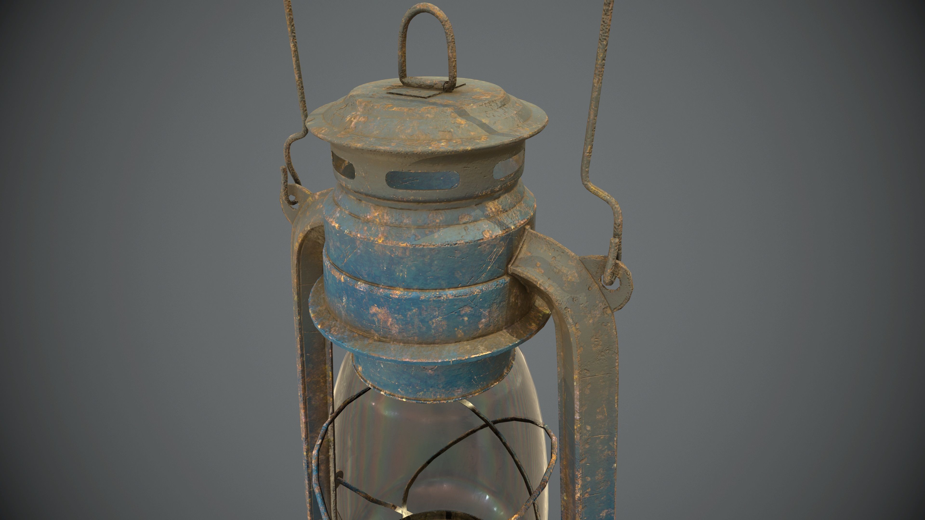 Old Rusty Oil Lantern Low-poly 3D model_4