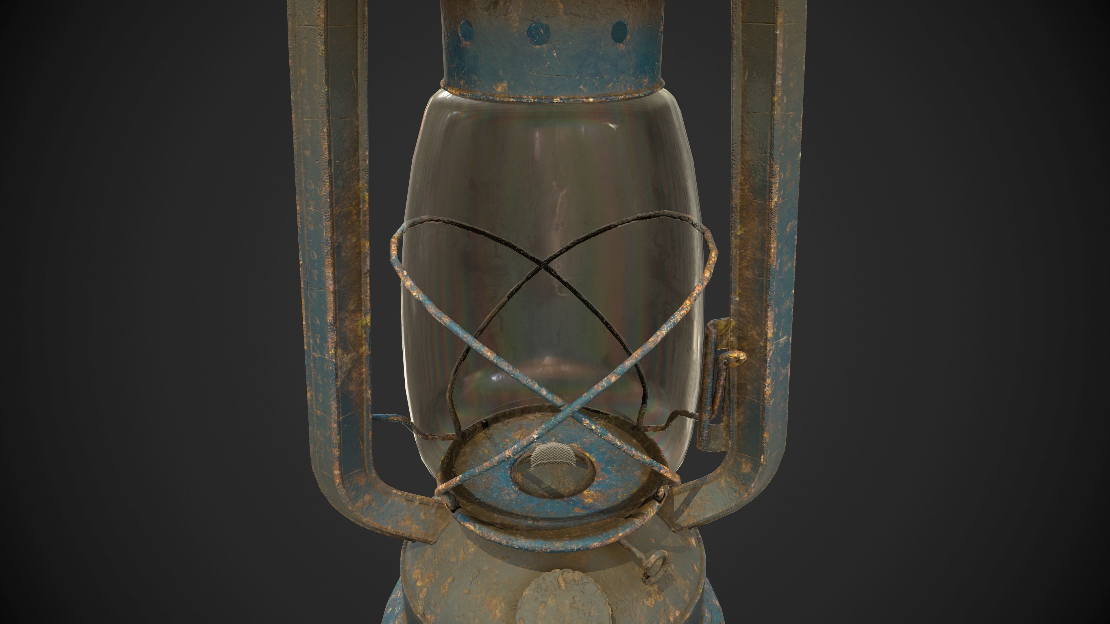 Old Rusty Oil Lantern Low-poly 3D model_10