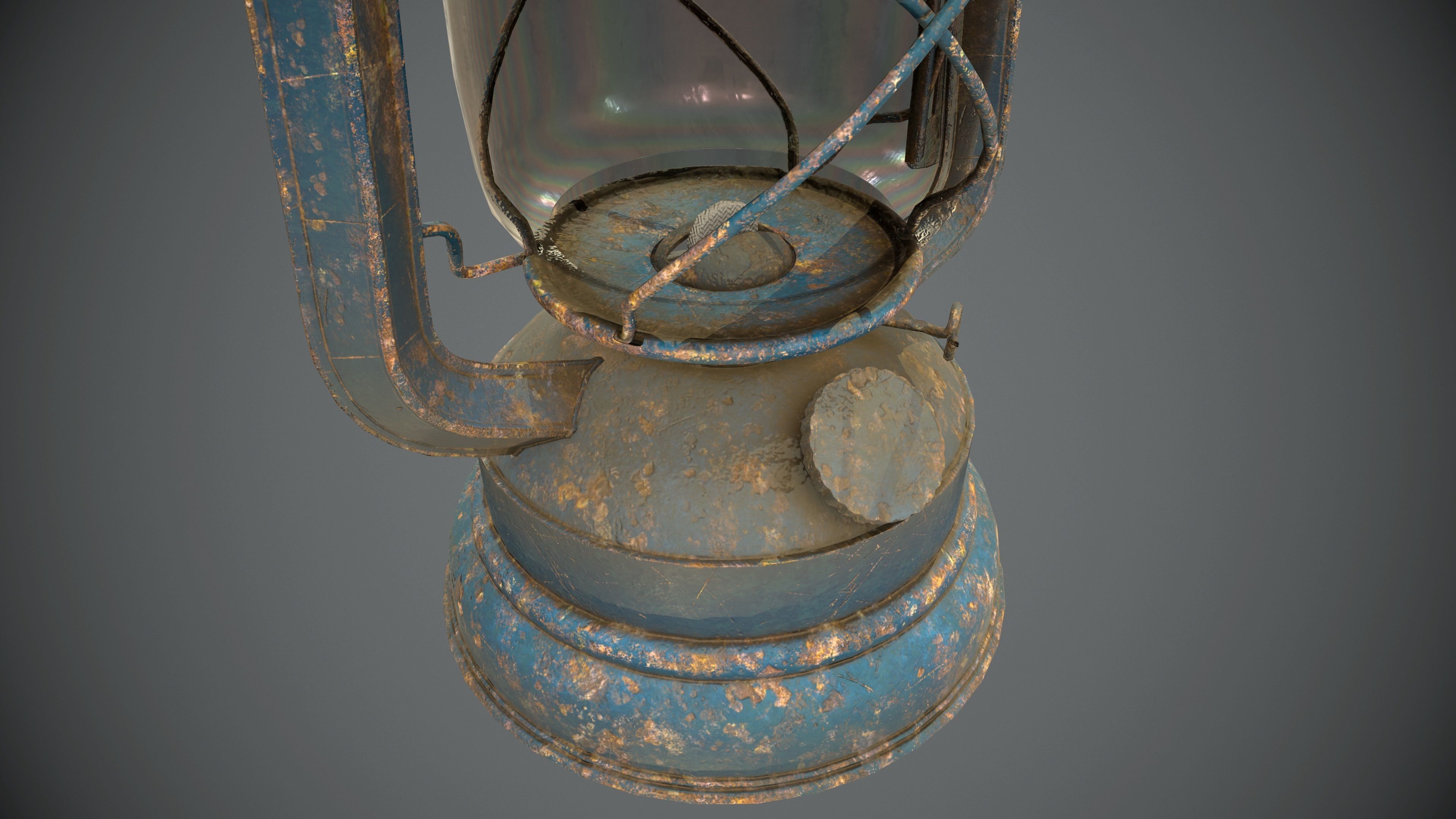 Old Rusty Oil Lantern Low-poly 3D model_5