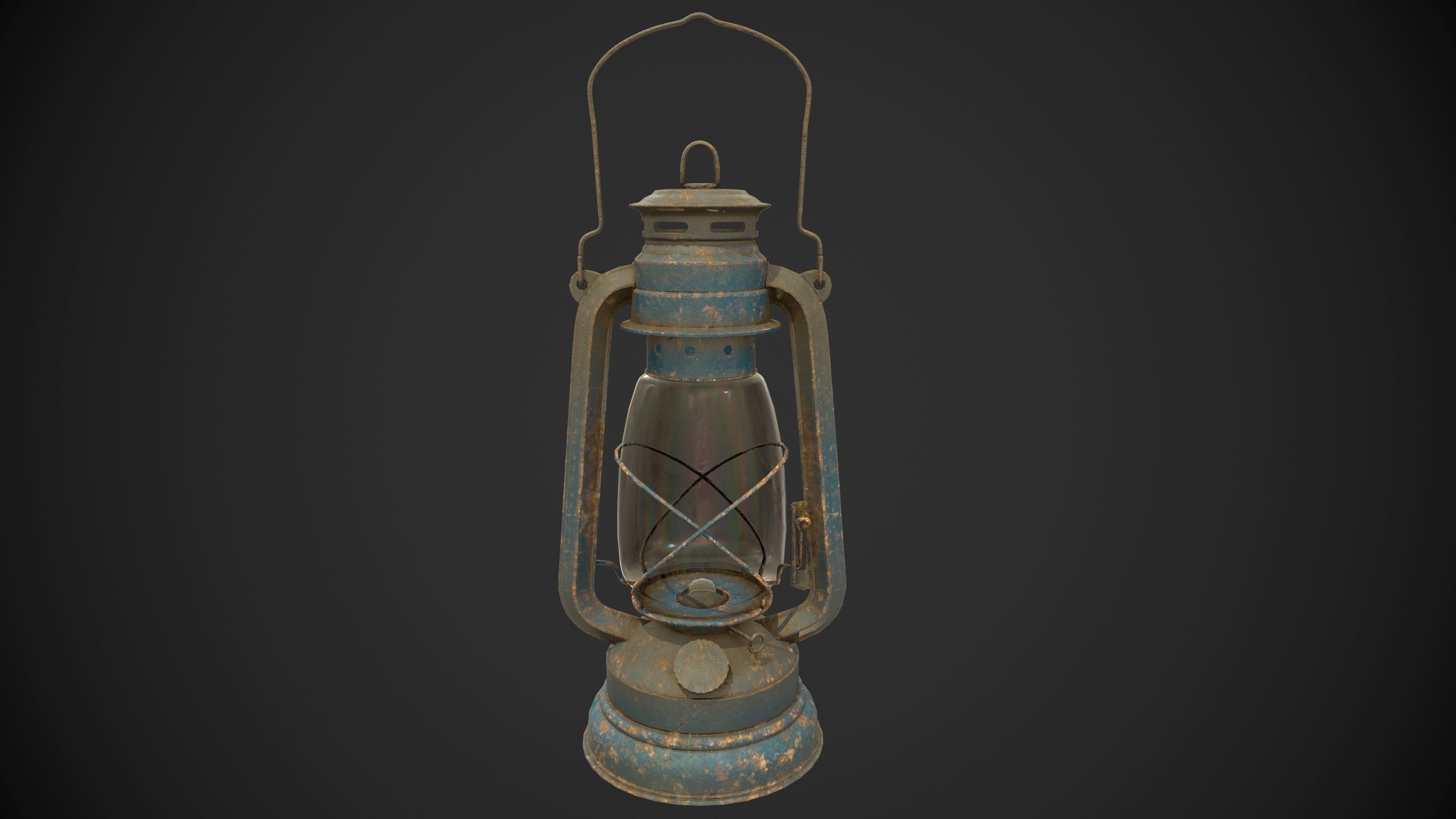 Old Rusty Oil Lantern Low-poly 3D model_8